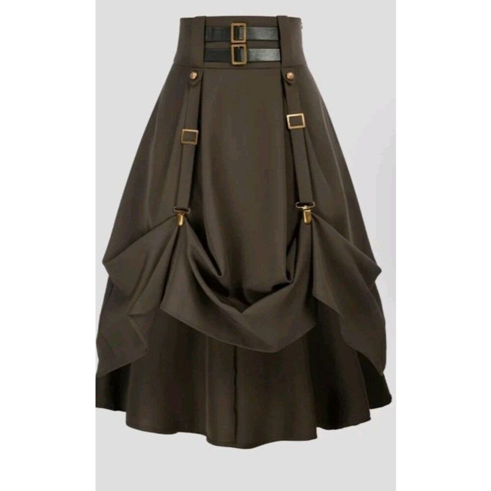 Scarlett Darkness Steam Punk Skirt Renaissance Style Long Maxi Brown Size XL